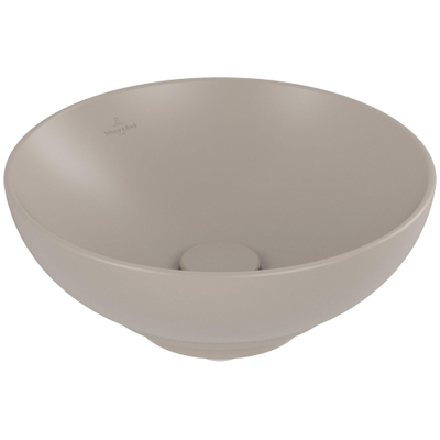 Villeroy & Boch Loop & friends opzetwastafel 38cm rond met overloop CeramicPlus almond
