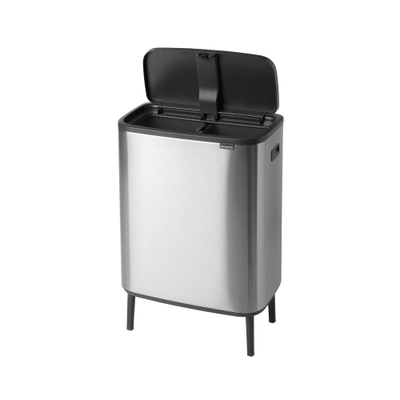 Brabantia Bo Touch Bin Hi Afvalemmer - 2x30 liter - 2 kunststof binnenemmers - matt steel fingerprint proof