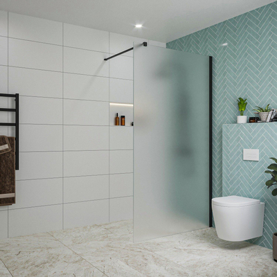 Fortifura Galeria inloopdouche - 110x200cm - mat glas - wandarm - mat zwart