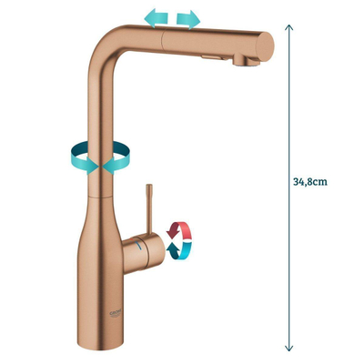 GROHE essence new Keukenkraan - hoog - draaibare/uittrekbare uitloop - warm sunset geborsteld