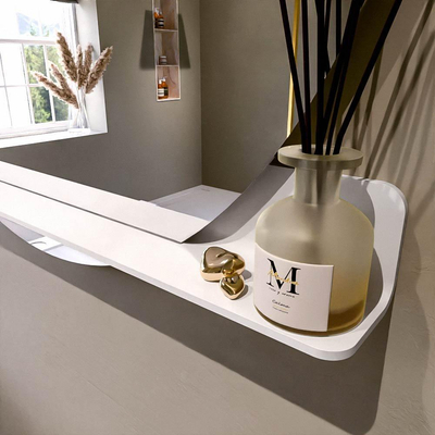 Mondiaz SPOT Badkamerspiegel - rond 120cm - spiegelplanchet - kleur Talc