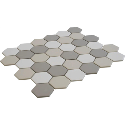 The Mosaic Factory London mozaïektegel - 28.2x32.1cm - wand en vloertegel - Zeshoek/Hexagon - Porselein White mix Mat