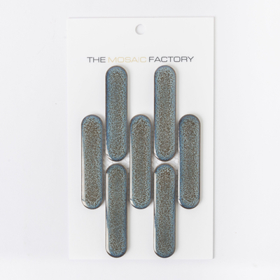 SAMPLE The Mosaic Factory Sevilla mozaïektegel 2.3x9.8x0.6cm voor wand kitkat oval finger Keramiek Glans Grijs-Blauw-Spikkel