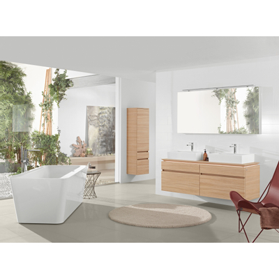 Villeroy & Boch Squaro Edge 12 kunststof bad quaryl rechthoekig vrijstaand 180x80x45cm incl. paneel en afvoer /overloopcombinatie wit