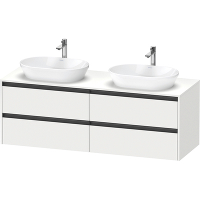 Duravit Ketho 2 wastafelonderbouwkast incl. consoleplaat met 4 laden voor dubbele waskommen 160x55x56.8cm met handgrepen antraciet wit mat