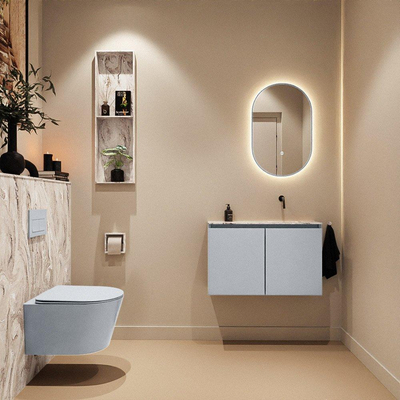MONDIAZ TURE-DLUX 80cm toiletmeubel Clay. EDEN wastafel Glace positie rechts. Zonder kraangat.