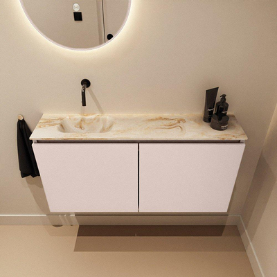 MONDIAZ TURE-DLUX 100cm toiletmeubel Rosee. EDEN wastafel Frappe positie links. Zonder kraangat.