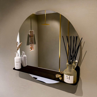 Mondiaz SPOT Badkamerspiegel - rond 70cm - spiegelplanchet - kleur Urban