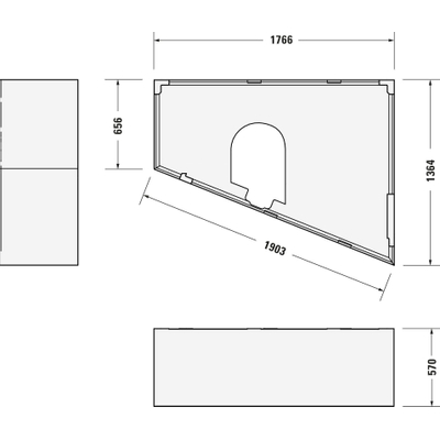 Duravit Paiova bad acryl afgeschuind rechts 180x140x46cm wit