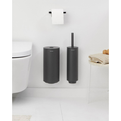 Brabantia MindSet toiletaccessoires set van 3 toiletborstel met houder toiletrolhouder en reserverolhouder Mineral Infinite Grey