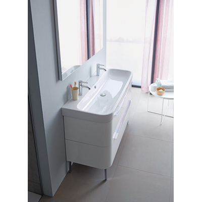 Duravit Happy d.2 wastafel 120x50.5cm 2 kraangat met overloop wit