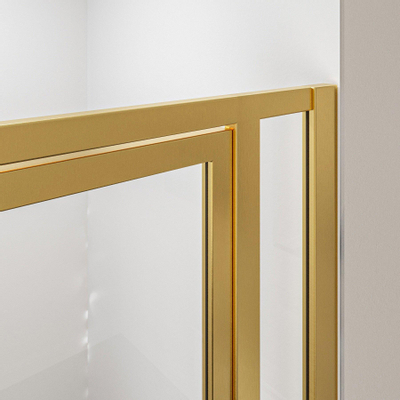 Aqua Vista nisdeur 120x200cm 8mm helder nano coating glas met frame geborsteld messing