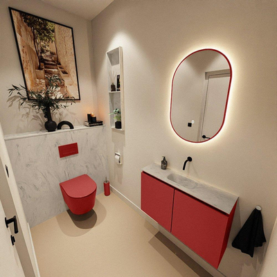 MONDIAZ TURE-DLUX 80cm toiletmeubel Fire. EDEN wastafel Opalo positie midden. Zonder kraangat.