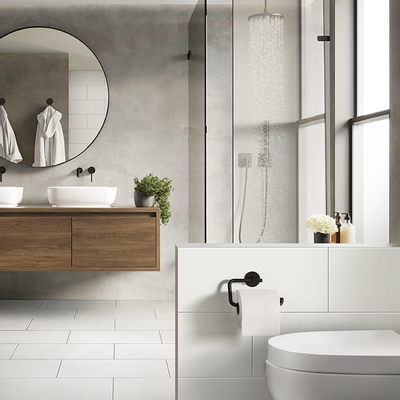 Smedbo Beslagsboden Toiletrolhouder - 13.6x10x3cm - zelfklevend - RVS Mat Zwart