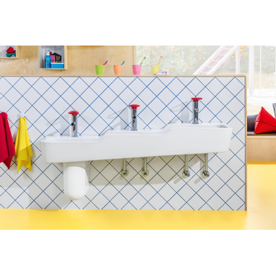 Villeroy & Boch O.novo Kids wastafel met 3x1 kraangat 130x43cm Ceramic+ zonder overloop wit