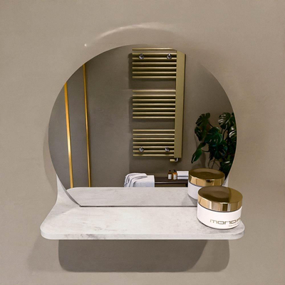 Mondiaz SPOT Badkamerspiegel - rond 30cm - spiegelplanchet - kleur Ostra