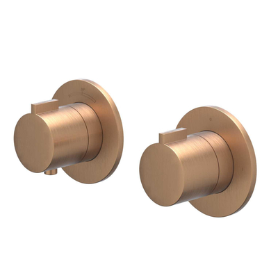 IVY Pact Regendoucheset - inbouw - symmetry - 2-weg stop-omstel - 30cm plafondbuis - 20cm slim hoofddouche - houder met uitlaat - 150cm doucheslang - satin spray handdouche - Geborsteld mat koper PVD