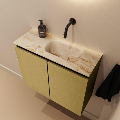 MONDIAZ TURE-DLUX 60cm toiletmeubel Oro. EDEN wastafel Frappe positie rechts. Zonder kraangat.