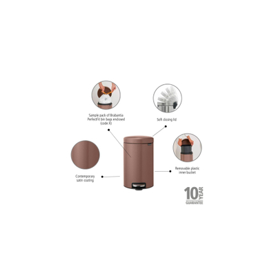 Brabantia NewIcon Pedaalemmer - 12 liter - kunststof binnenemmer - satin taupe