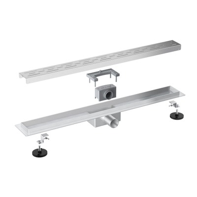 Saniclass 2.0 douchegoot 60cm met rooster met vloerflens RVS