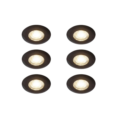 QAZQA Ulo Inbouwspot - set van 6 - 8.2x8.2cm - incl. LED - 3 staps dimbaar - IP44 - rond - mat zwart