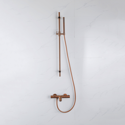 Fortifura Calvi Badkraan - met glijstangset - staafhanddouche - gladde doucheslang - geborsteld koper PVD