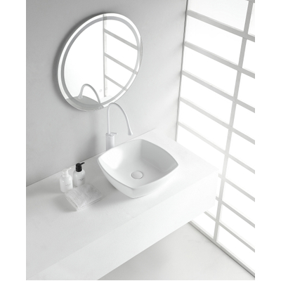 Wiesbaden Plaza waskom vierkant 42 x 42 x 13,5 cm keramiek glans wit