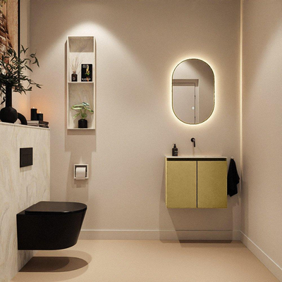MONDIAZ TURE-DLUX 60cm toiletmeubel Oro. EDEN wastafel Ostra positie midden. Zonder kraangat.