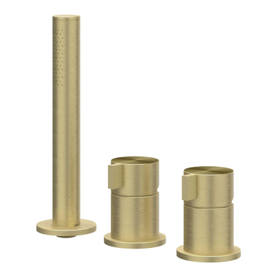 IVY Tribe Badrandcombinatie - 3-weg - mengkraan - uittrekbare handdouche - zonder uitloop - RVS316 - geborsteld mat goud PVD