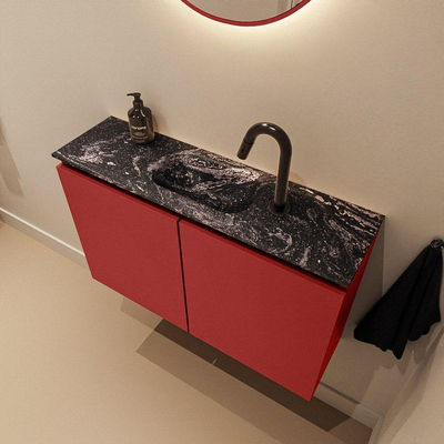 MONDIAZ TURE-DLUX 80cm toiletmeubel Fire. EDEN wastafel Lava positie midden. Met 1 kraangat.