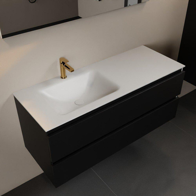 Mondiaz Aivy badmeubelset - 120x45x50cm - 1 kraangat - 1 wasbak talc Solid surface - Links - 2 lades - Met spiegel - MDF Urban