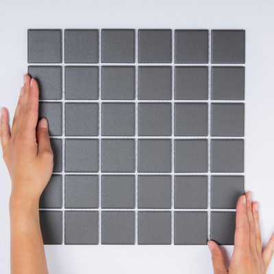 The Mosaic Factory London mozaïektegel - 30.9x30.9cm - wand en vloertegel - Vierkant - Porselein Black Mat