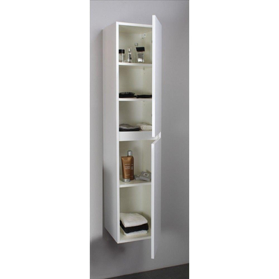 Adema Bella hoge kast greeploos 2 deuren 145x30x30cm Wit hoogglans Flat Pack