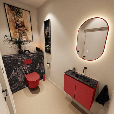 MONDIAZ TURE-DLUX 60cm toiletmeubel Fire. EDEN wastafel Lava positie rechts. Zonder kraangat.