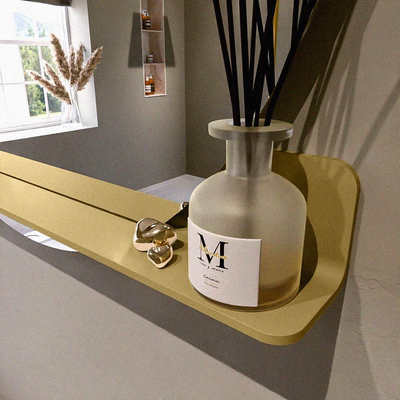 Mondiaz SPOT Badkamerspiegel - rond 110cm - spiegelplanchet - kleur Oro