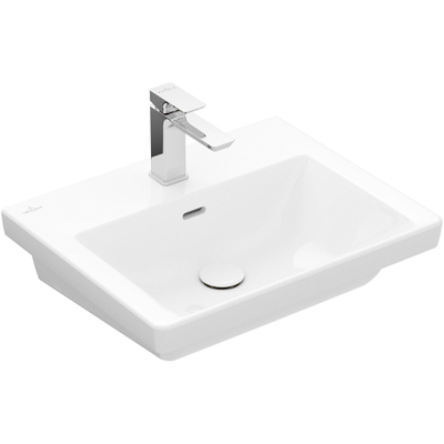 Villeroy & Boch Subway 3.0 wastafel 55x44x16.5cm Rechthoek 1 kraangat met overloopgat Wit Alpin glans Ceramic+