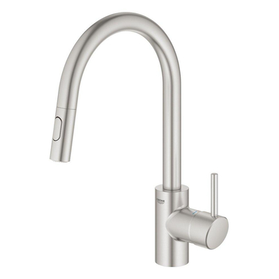 GROHE Concetto Keukenkraan - uittrekbare uitloop - 2 straalsoorten - supersteel geborsteld