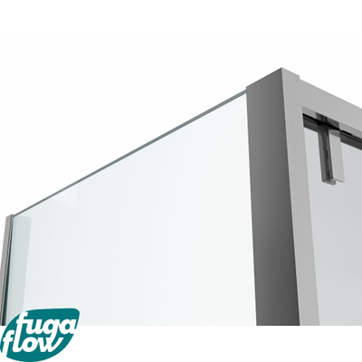 FugaFlow Efficiente Vetro douchecabine 160x100cm met schuifdeur 8mm veiligheidsglas met anti kalk zilver gepolijst -
