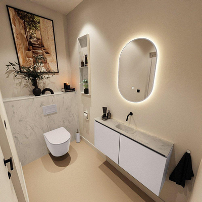 MONDIAZ TURE-DLUX 100cm toiletmeubel Cale. EDEN wastafel Opalo positie midden. Zonder kraangat.
