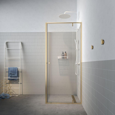 Sealskin Contour Draaideur met zijwand 90x90x200cm 6mm helder veiligheidsglas met antikalklaag Goud geborsteld