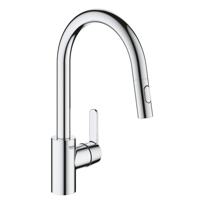Grohe Get1-gats keukenkraan m. hoge draaibare uitloop m. handdouchevoorsprong 22.3cmchroom