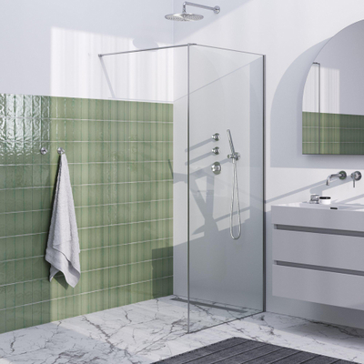 BRAUER Brushed Frame Inloopdouche helder glas met frame 90x200cm - geborsteld RVS