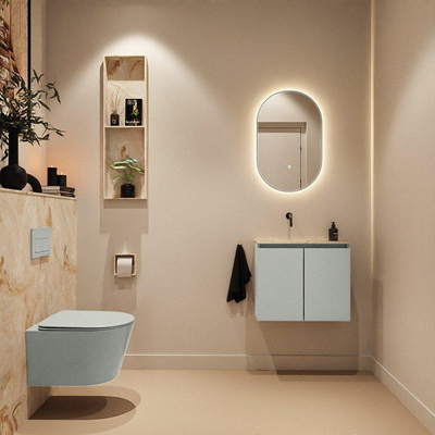 MONDIAZ TURE-DLUX 60cm toiletmeubel Greey. EDEN wastafel Frappe positie links. Zonder kraangat.