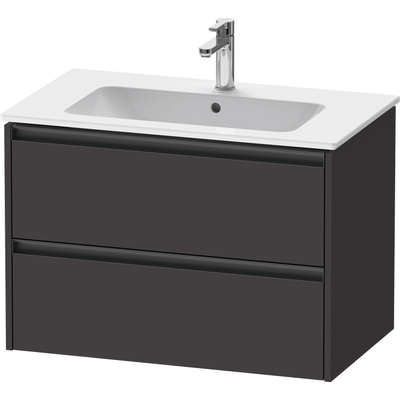 Duravit Ketho 2 wastafelonderbouwkast met 2 laden 81x48x55cm met grepen antraciet grafiet supermat