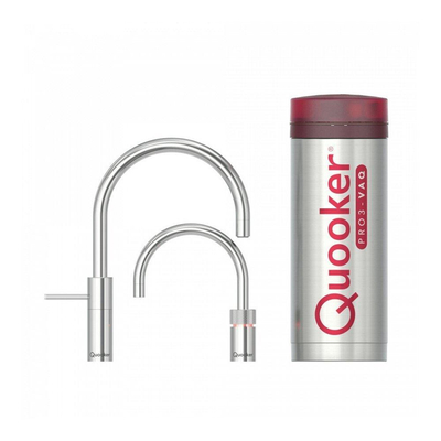 Quooker NL Nordic round kokendwaterkraan opbouw uittrekbare met Pro3 reservoir Chroom