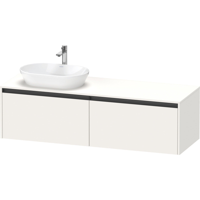 Duravit Ketho 2 wastafelonderbouwkast incl. consoleplaat met 2 laden voor waskom links 160x55x45.9cm met handgrepen antraciet wit supermat