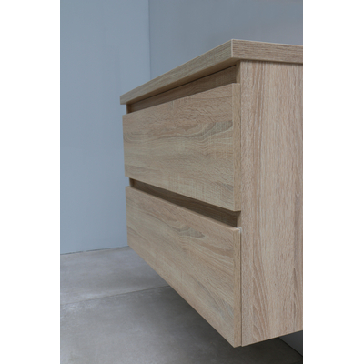 Adema Bella badmeubel met keramiek wastafel 1 kraangat met 2 deurs spiegelkast grijs 80x55x46cm Eiken Flat Pack