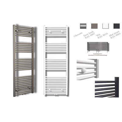 Sanicare design radiator midden aansluiting recht 160 x 45 cm inox-look