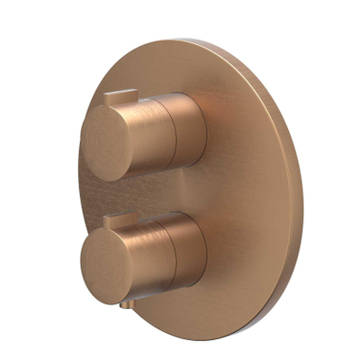 IVY Pact Regendoucheset - inbouw - 2-weg stop-omstel - 30cm plafondbuis - 25cm slim hoofddouche rond - glijstang met uitlaat - 150cm doucheslang - 3-standen handdouche - Geborsteld mat koper PVD