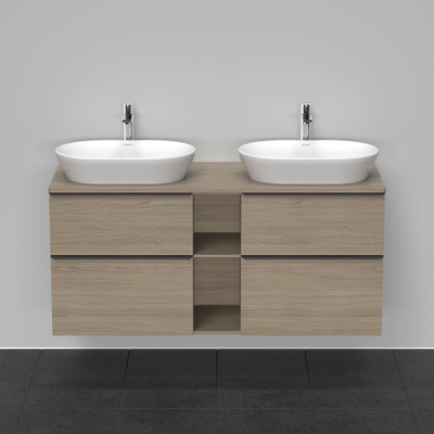 Duravit D-Neo wastafelonderkast 140x66.4x55cm 4 lades Eiken (terra) Mat